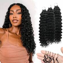 Human Crochet Hair For Women 22 22 22 Inch 150g Pre Separated Deep Wave Feather Crochet Human Hair Pre Looped Miracle Knots Crochet Hair Invisible Human Hair Crochet Bundles Natural Black - Natural Black - View 1