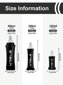 1件/2件裝 純色可折疊水壺，輕量防漏便攜，適合騎行、跑步、露營，可用作健身配件 - 黑色 - 查看 2