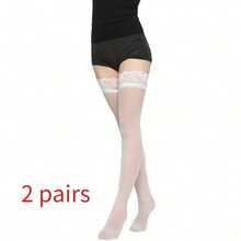 Women'S Sexy Elegant Lace Knee-High Stockings - Stretchy Breathable Transparent Long Socks, All-Season Formal & Casual Wear For Parties, Festivals, Everyday Outfits - Perfect Gift For Mother'S Day, Father'S Day, Independence Day - Hand Washable - 白色 - 查看 1
