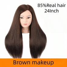 Đầu ma-nơ-canh nữ cao 26 inch, 85% tóc thật, 15% tóc tổng hợp, dùng để tập làm tóc giả, mẫu đầu để thực hành thiết kế tóc cho nhà tạo mẫu, kèm giá đỡ. - Xem 10