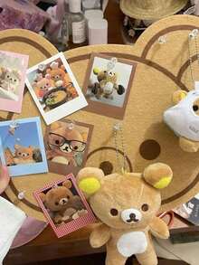 1PC(No Nails Included) Felt Board Home Decoration Wall Decor Board Felt Poster Wall Sticker Bear Wall Sticker Rilakkuma Room Decoration, Cute Dormitory Background Decoration Hanging Cloth Photo Wall Felt Message Board No Damage To Walls No Drilling Required - Brown - 查看 6