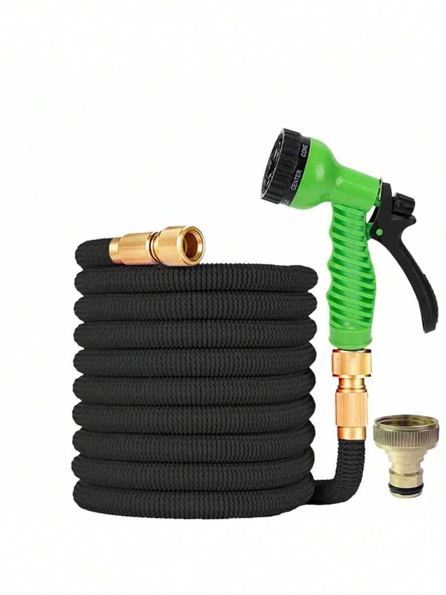 加厚花园水管可伸缩橡胶魔术水管7功能水枪套装，适用于花园农场灌溉和清洁工具 - B - 查看 1