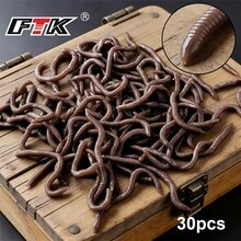 FTK 30/60/90pcs Umpan Lunak Merah Realistis: Umpan Pancing Buatan Berbentuk Cacing Merah - MultiWarna - View 7