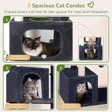 Cat Tree For Indoor Cats 80in Heavy Duty Cat Tower With 6 Full Wrapped Sisal Scratching Posts 3 Spacious Multi-Level Cat Condos Oversized Fan-Shaped Perch Dark Grey - 深灰色 - 查看 3