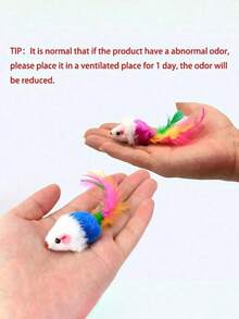 5pcs/10pcs/15pcs/20pcs Colorful Feather Sound Mouse Toys Set, Fun Interactive Rolling Ball & Mouse Toys To Keep Your Cat Entertained (Random Color) - Multicolor - View 5