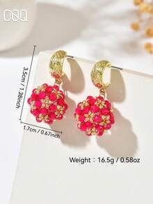 OOQ 1 Pair Handmade Bohemian Style 3D Beaded Round Earrings, Unique Design For Women, Suitable For Beach, Party, Daily Wear, Engagement, Wedding, Music Festival, Gift For Friends And Loved Ones (Handmade Beads Color And Quantity Randomly Assorted) - Hot Pink - View 4
