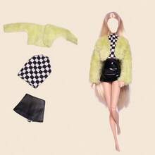 1 Set Fashion Outfit Suitable For 30cm Doll BJD, Fashionable Street Style Jacket & Leather Skirt Set, Sexy Girl Style Changeable Accessories, Birthday/Christmas/New Year Gift (Clothes Only, No Doll, No Shoes) - Multicolor - View 9