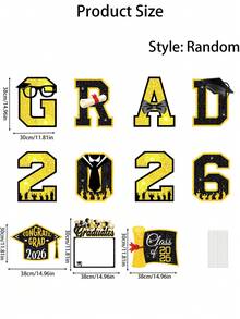 11pcs/Set 2026 Graduation Garden Stakes, Graduation Yard Sign Set, Large Shiny Markers - Perfect For Lawns, Gardens And Pathways. Ideal For All Graduation Parties, Outdoor Garden Decor, Holiday Parties, Birthday Parties And Weddings. - Multicolor - View 6