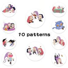 500张K-Pop卡通贴纸卷，可爱偶像人物乙烯基贴纸，防水美观贴纸，适用于笔记本电脑、水瓶、手机壳，K-Pop粉丝周边 - 多色 - 查看 7