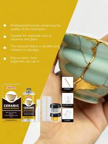 Ceramic Repair Kit, Gold Adhesive Deeply Bonds Broken Ceramics, Glass Cracks, Artistic Texture - A - View 7