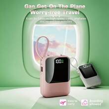Batería externa de 10000mAh con cable de carga 4 en 1 multifuncional, sin enredos, de unicolor, con pantalla LED digital, carga rápida de 15W, compacta y portátil, ideal para viajes de negocios, campamentos, carga de dispositivos en cualquier momento y lugar, regalo de primavera y aniversario - Batería externa nueva con pantalla digital LED de 1W mAh - Ver 8