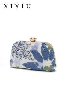 Versatile, Fresh, And Stylish New Chinese-Style Beaded Sequined Party Bag With A Touch Of Luxury And Sophistication, Perfect For Evening Events. - Blue - View 1