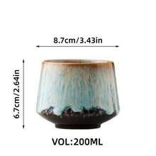 1个陶瓷裂纹釉浓缩咖啡杯，200毫升，复古中东风格，可重复使用，日式家用咖啡杯，适合日常使用，礼品 - 彩色 - 查看 2