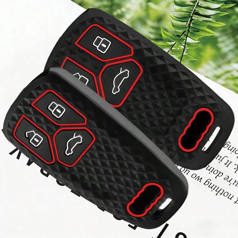 Bao đựng chìa khóa xe hơi bằng silicon mềm cao cấp dành cho Audi Q5 Q7 TT A4 B9 A5 A6 8S 8W 4M S4 S5 S7 TTS TFSI RS - đen - Xem 1