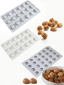 Khuôn silicon 3D hình vỏ quả óc chó để làm mousse sô cô la, khuôn làm bánh pudding hạt óc chó tự làm, dụng cụ trang trí bánh, khuôn nướng, khuôn thực phẩm chân thực. - Nhiều màu - Xem 11