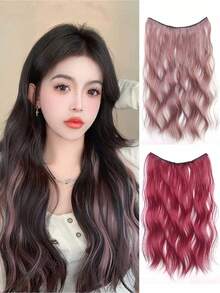 Tóc nối kẹp ombre 20 inch, kiểu chữ U, bồng bềnh, gợn sóng, không đường nối, bóng mượt, thích hợp cho trang phục mùa hè, băng đô cài tóc, phụ kiện đi biển. - nâu nhạt - Xem 2