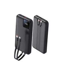 10000mAh Fast Charging Power Bank With Built-In Cables, 22.5W PD & QC Charging, LED Digital Display, Multi-Device Travel Charger - Negro - Ver 1