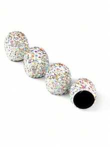 Diamond Studded Tire Valve Caps, Creative Tire Valve Stem Covers With Rhinestones, Car Accessories - Full Diamond - View 17