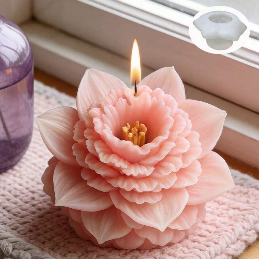 1个牡丹花香薰蜡烛硅胶模具 DIY 3D花朵装饰石膏模具 - 多款 - 查看 1