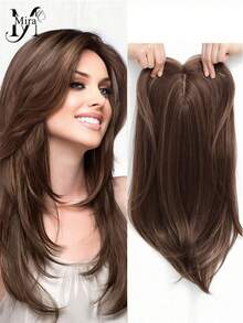 20 Inch Women's Hair Topper - Made Of Natural Synthetic Fiber, Invisible Clip-In Design Suitable For Sparse White Hair Coverage - Multicolor - View 1
