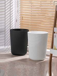 迷你条纹垃圾桶，黑白家用垃圾桶，防水防污，便携式，适用于卧室、浴室、厨房等场所，也适用于办公室、卧室、厨房、浴室和客厅，无盖设计，圆柱形，无需电源，可用作垃圾桶或纸巾盒 - 彩色 - 查看 4
