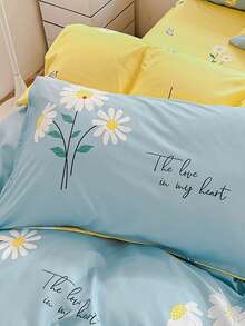 Bộ chăn ga gối 3 món/bộ sợi lô hội mềm mại, họa tiết hoa màu xanh (1 vỏ chăn + 2 vỏ gối), phong cách đồng quê thoáng khí, có nhiều kích cỡ, không bao gồm ruột chăn - Xanh và trắng - Xem 11