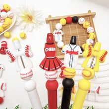 25/32/54 piezas Juego de cuentas de silicona con diseño de béisbol, cuentas sueltas con forma de jersey, guante y lazo de béisbol, para hacer llaveros, collares, pulseras, decoración, bolígrafos y colgantes, regalo de cumpleaños y festividades - Serie de béisbol - Ver 3
