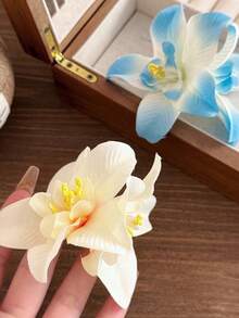 1/4/8个装花朵发夹，甜美扎染仿花发夹，女士优雅侧刘海夹，热带夏威夷花朵造型大发夹，适合夏季海滩、波西米亚风派对、婚礼、情人节等场合。 - 彩色 - 查看 6