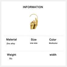 1 pieza Pendientes únicos de mujer con forma de mano de metal, accesorio de pendientes de moda - Dorado - Ver 6