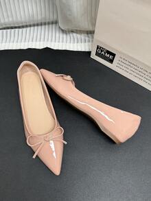 女款蝴蝶結尖頭後扣高跟鞋 軟底隱藏跟 法式風格 透氣蝴蝶結鞋 百搭低鞋口 辦公通勤鞋 - 粉色 - 查看 4