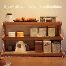 Premium Quality Tidy Up Wooden Trapezoid Rattan Plastic Storage Rack, Suitable For Balcony Plants, Multi-Tier Drainage Storage Rack, Cup Holder, Flexible Multi-Purpose, Desktop Storage Rack, Multi-Layer Storage Rack, Bookshelf, Kitchen Supplies, Office & Home, Cup Rack, Home Goods, Storage Rack - Brown - View 6