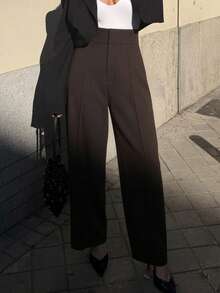 Pantalones de mujer de unicolor, nueva colección de primavera - Color caoba - Ver 3