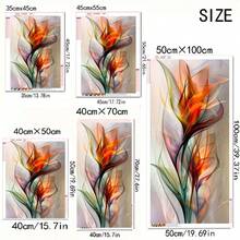 5D 鑽石畫套件－鮮豔抽象花卉圖案，紅色、橘色與綠色旋渦，壓克力材質，簡易 DIY 家居裝飾手工藝，生日禮物與創意愛好者首選，極簡奢華牆面藝術繪畫 - 彩色 - 查看 8