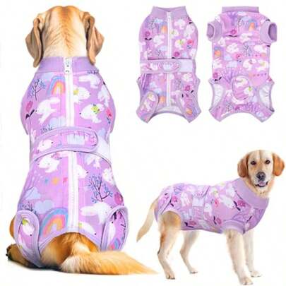 Recovery Suit  D Zper On Dog Surgery Suit  Female Male Dog Onesies Bodysuit Prevent Lic Y Abdominal Woun Bandages E-Collar Ernative Purple XS