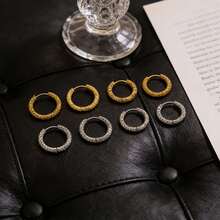 1Pc/6Pcs 304 Stainless Steel Textured Hoop Earrings, Gold & Silver Huggie Hoops For Jewelry Wear - earrings - View 3