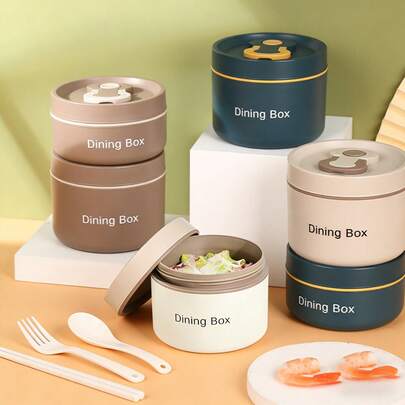3件套可叠放午餐盒，带盖拉面碗，微波炉适用面条锅（含餐具），适用于盛放拉面、水果、沙拉、汤和意面，可放入洗碗机清洗，非常适合家庭、办公室、宿舍或学校使用。