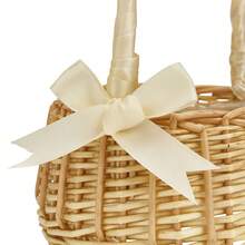 Wood Baskets Woven Hand-Held Wicker Cachepot For Flowers Girl Basket With Handle Wedding Home Decor - A - View 8