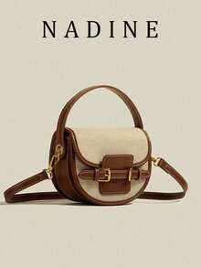 Fashionable Versatile Contrast Color Casual Tote Bag For Women - Brown - View 9