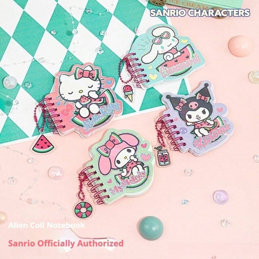SANRIO Mặt dây chuyền dễ thương, Sổ tay học sinh di động hoạt hình chất lượng cao, Sổ tay lò xo hình dáng đặc biệt. - ngẫu nhiên - Xem 1