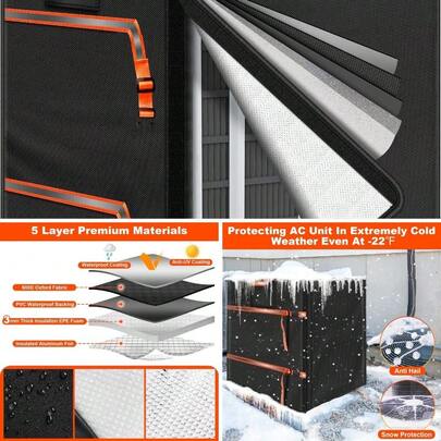 Winter Conditioner Covers Outside Units, 3mm Thickened Insulation EPE Foam Insulation, Heavy Duty 600D Winter AC Cover, 5 Layers Insulation Outdoor AC Cover(28x 28Dx 32H)