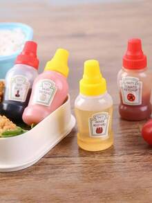 1pc/4pcs Mini Sauce Bottle, Plastic Squeeze Sauce Bottle, Japanese Style Squeeze Condiment Bottle, Portable Soy Sauce Bottle - Multicolor - View 3