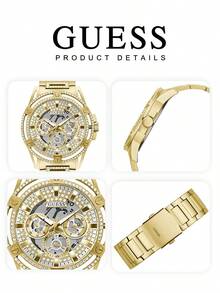 Guess 男士石英表，三眼设计，不锈钢表壳，适合作为礼物 GW0497G1/GW0497G2 - 金色 - 查看 6