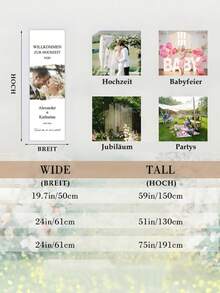 Customized Wedding Banner - Personalized Bride And Groom Photo/Name/Time/Text - Printed, Suitable For Wedding, Engagement Party, Personalized German Banner, Indoor & Outdoor Use, Smooth Texture, German Welcome Cloth, Perfect - Multicolor - View 3
