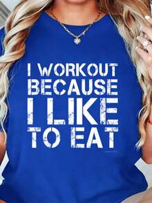 Shirt I Work Because I Like To Eat Funny Fitness Gym ShirtsLoose And Comfortable2026 Halftime Show Shirt - 藍色 - 查看 7