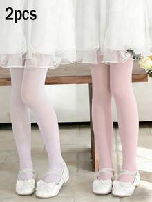 2pcs Girls' Solid Color Sheer Tight Leggings, Minimalist All-Match Versatile Stockings, Breathable & Cool For Summer - Multicolor - View 8