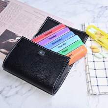 7-Day Pill Organizer With 4 Compartments Per Day, Faux Leather Case - Multicolor - View 16