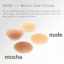 2 Pairs Of Body Cake Grip Non-Stick Seamless Covers, Reusable Self-Adhesive Silicone Stickers, Women's Non-Adhesive Nipple Covers [Two Pairs In A Box, Total Four Items] - 棕色 - 查看 8