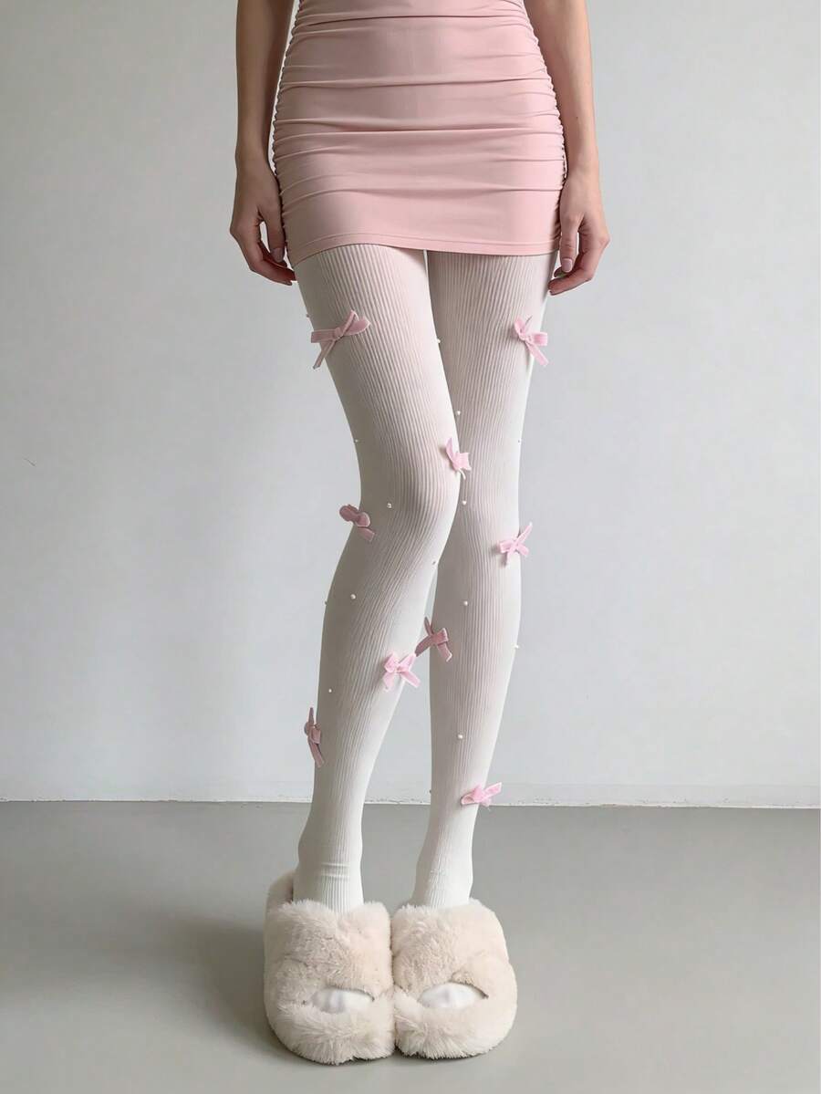 Vớ nơ, quần tất kiểu ba lê, quần tất Lolita, quần legging JK - Nhiều màu - Xem 1