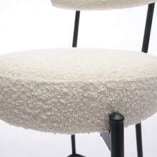 Set de 2 taburetes altos modernos, 65 cm, asientos giratorios tapizados en cuero, respaldo y reposapiés, estructura metálica, ideales para isla de cocina y comedor - Blanco - Ver 3