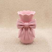 4-Inch Small Bow Vase, Makeup Brush Holder And Pen Cup, Cute Decorative Desktop Organizer Suitable For Vanity, Office Desk And Windowsill - A - View 11